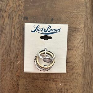 Lucky Brand Mixed Metal Stackable Ring Set in Silver and Gold Tones size 7